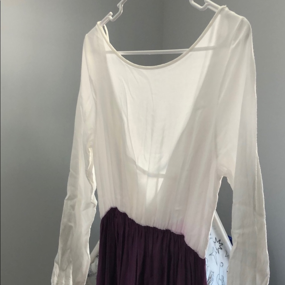 Purple and white maxi dress
